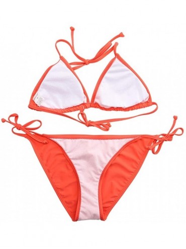 Sets Sexy Bikini Swimsuit for Women Push Up Two Piece Bikini Set Swimwear Beachsuits - Orange - CD18SMXL804 $17.14