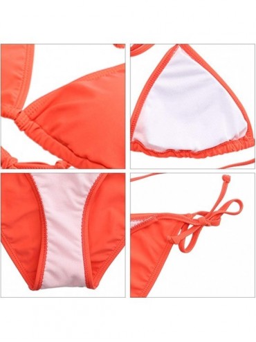 Sets Sexy Bikini Swimsuit for Women Push Up Two Piece Bikini Set Swimwear Beachsuits - Orange - CD18SMXL804 $17.14
