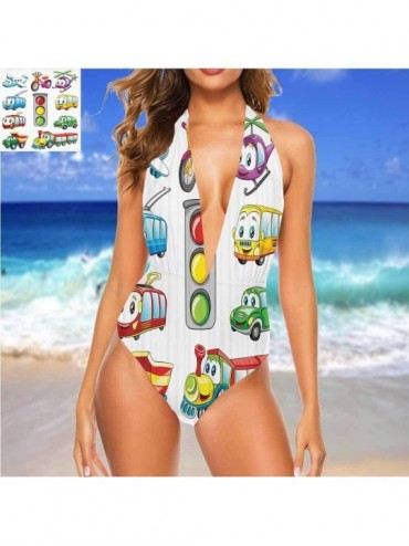 Cover-Ups Thong Triangle Bikini Set Cheerful Smiling Characters for You or As A Gift - Multi 08 - CJ19CA4209M $38.34