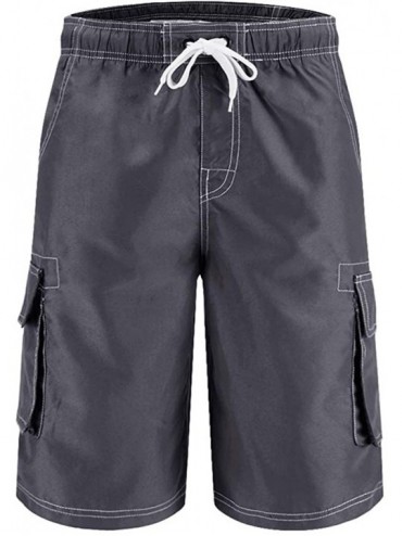 Racing Men's Swimtrunks Quick Dry Mesh Lining Beach Swimsuit Shorts with 4 Pockets - Gray - C218O8CAS7D $15.00