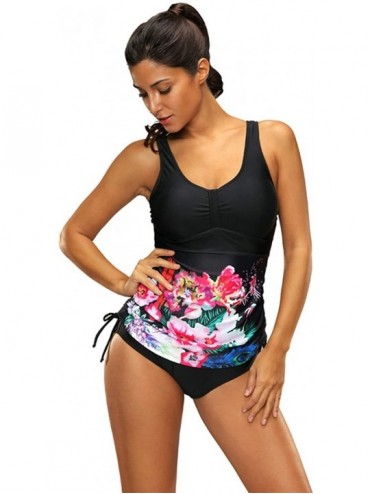 Tankinis Women Vintage Swimdress Halter Sailor Pin up Swimsuit One Piece Skirtini Bathing Suits - 5 Black - C618DWYY438 $13.98
