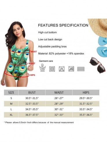 One-Pieces Women's One Piece Swimsuits for Women Athletic Training-Cute Flamingo - Beautiful Peacock Feathers Green 2 - CL18Y...