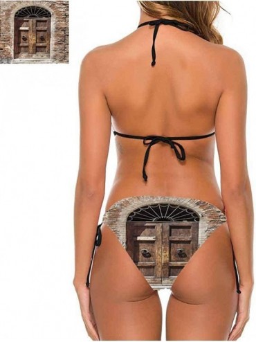 Bottoms Bikini Swimsuits with Tie-Side Cheeky Cobblestone Doorway to House - Multi 10 - CI190EZDRKX $45.85