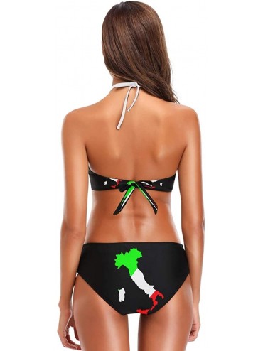 Sets Italian Flag Map Women's Sexy Bikini Swimsuit Set Halter Bathing Suit Swimwear Beachwear - Italian Flag Map - CT18QIT7NS...