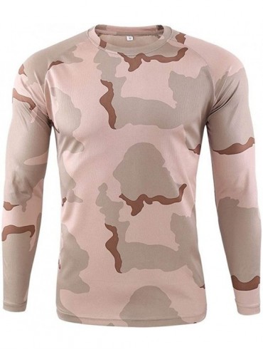 Board Shorts Men's Sport Tops Autumn Camouflage Quick Dry Sweat Long Sleeve Training Shirt - Khaki - CV18YREIAAG $28.85