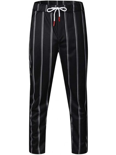 Briefs Mens Overalls Trousers Athletic Workout Sweatpants Bodybuilding Striped Flexible Long Pants Trunks Streetwear - Black ...