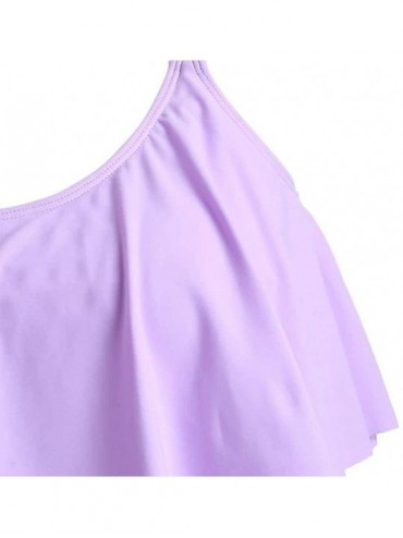 Sets Mermaid Print Tankini Swimsuits High Waisted Swim Bottom with Ruffle Bandeau Top Beach Bikini Gradient Swimwear purple -...