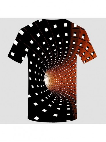 Rash Guards Gradient Tee Unisex 3D Printing Round Neck Short Sleeve Vortex Dizziness Shirt Top Blouse - Red - C11942HACAL $13.02
