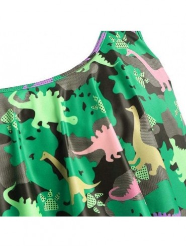 Sets Women Dinosaur Print Ruched High Waist Two Piece Bikini Swimwear Bottom Flounce Swimsuit Bathing Suit - Green-3 - CN18S9...