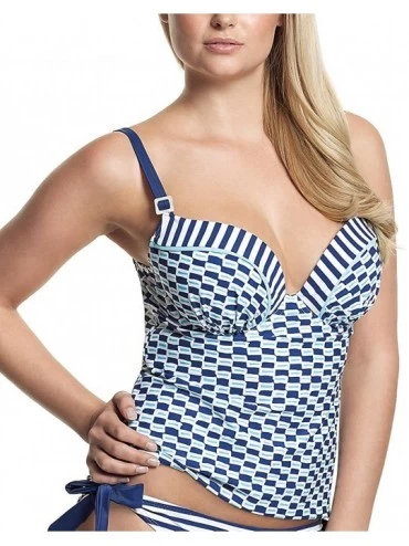 Tankinis Cleo Lucille Moulded Plunge Tankini Swimwear CW0061 Nautical Print - Nautical Stripe - CW11JE5WXMH $33.03