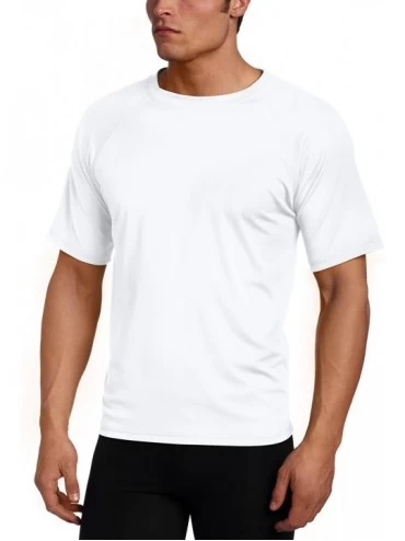 Rash Guards Men's Short Sleeve UPF 50+ Swim Shirt (Regular & Extended Sizes) - White - C61171KKPB3 $35.56
