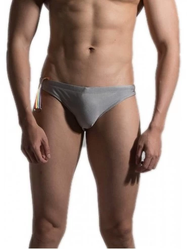 Briefs Men's Swimwear Solid Sexy Swimsuit Briefs Summer Bikini Swimming Trunks 3926 - Gray - CD18WQILE6M $34.60