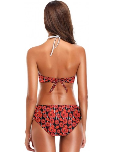Sets Bikini Bathing Suit Womens 2 Piece Halter Neack High Waist Padded Sexy Swimsuit - Color13 - C1196YRTYZ9 $19.88