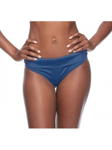 Tankinis Women's Mid Waist Full Coverage Bikini Bottom Swimsuit - Stone Soft Wisdom Blue - CY18Z05XHUG $59.31