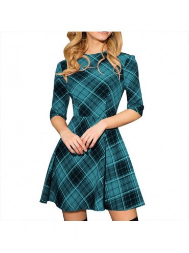 Cover-Ups Women Tunic Tops Dresses Lady Plaid Button Irregular Hem Sleeveless Evening Party Dress - T-2 Green - CQ193OXYZ88 $...