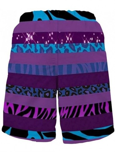 Board Shorts Men Quick Dry Swim Trunks Breathable Beach Board Shorts with Mesh Lining - Cheetah Purple Stripe Leopard - C9199...