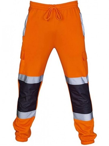 Board Shorts Men Joggers Slim Fit Trousers Casual Pocket Pants Safety Workwear Jogging Bottoms Sweat Pants - Orange - C218UZO...