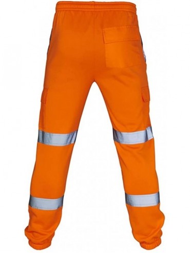 Board Shorts Men Joggers Slim Fit Trousers Casual Pocket Pants Safety Workwear Jogging Bottoms Sweat Pants - Orange - C218UZO...