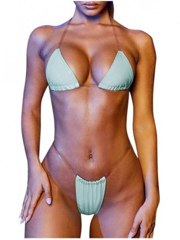 Sets Skimpy Bikini-Women Bling Bandage Bikini Set Push-Up Brazilian Swimwear Beachwear Swimsuit - A-blue - CE194MUUU3K $19.07