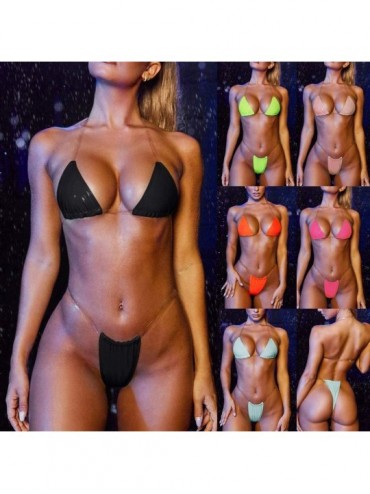 Sets Skimpy Bikini-Women Bling Bandage Bikini Set Push-Up Brazilian Swimwear Beachwear Swimsuit - A-blue - CE194MUUU3K $7.84