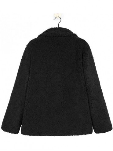 Racing Womens Coat Casual Fleece Fuzzy Faux Shearling Zipper Warm Winter Oversized Outwear Jackets Fur Sweaters - Black - CL1...