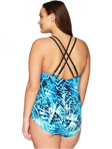 One-Pieces Women's Plus Size Control One Piece Swimsuit - Splash of the Tropics - C11899COKQN $17.44
