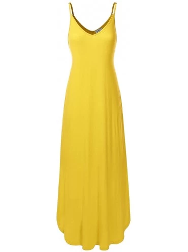 Cover-Ups Women's Casual Loose Fit Long Cami Maxi Dress with Pockets (XS-XXL) - Dbd004_yellow - CQ196XEMXMQ $39.10