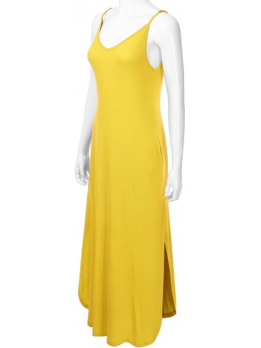Cover-Ups Women's Casual Loose Fit Long Cami Maxi Dress with Pockets (XS-XXL) - Dbd004_yellow - CQ196XEMXMQ $25.71