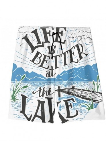 Trunks Men's Swim Trunk-Life is Better at The Lake Shorts Pants - CC190LUGOTM $47.48