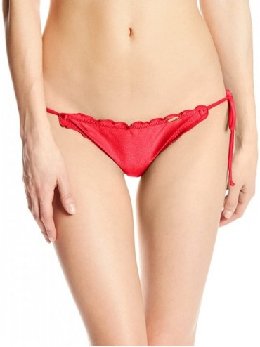 Tankinis Women's Cosita Buena Cutting Edge Wavey Ruched Tie-Side Bikini Bottom - Bombshell Red - C511HH9NGAJ $66.60