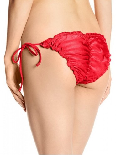 Tankinis Women's Cosita Buena Cutting Edge Wavey Ruched Tie-Side Bikini Bottom - Bombshell Red - C511HH9NGAJ $26.64