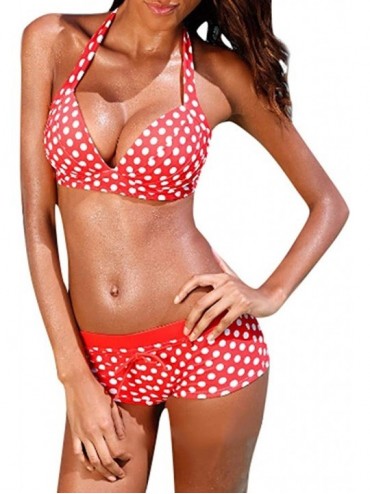 One-Pieces Women Tankini Swimsuit Bikini Beachwear Swimwear Bathingsuit Padded Push Up Plus - Red - CC18UGKR68M $29.38