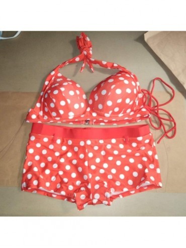 One-Pieces Women Tankini Swimsuit Bikini Beachwear Swimwear Bathingsuit Padded Push Up Plus - Red - CC18UGKR68M $14.88