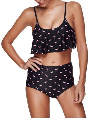 Racing Tankini Swimsuits for Women Teen Girls Bikini Bathing Suits Ruffled Flounce Top with Tummy Control Bottom Swimwear - R...