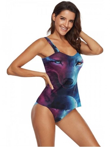 Sets Women 2 Pieces Bikini Sets Star Stripe American Patriotic Flag Halter Swimsuits Swimwear Beachwear Purple Galaxy Wolf - ...