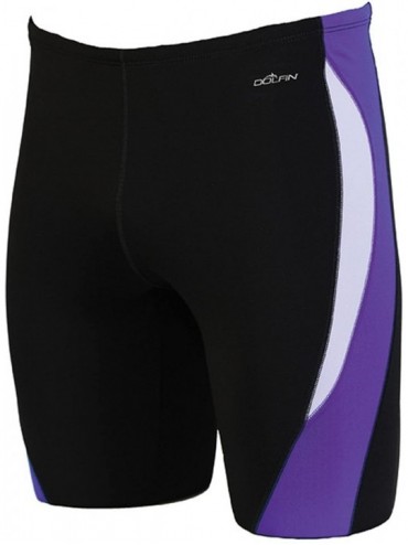 Racing Men's Reliance Colorblock Jammer Swimsuit - Black/Purple/White - CS11YDDBUNN $34.94
