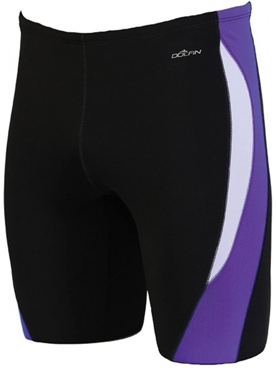 Racing Men's Reliance Colorblock Jammer Swimsuit - Black/Purple/White - CS11YDDBUNN $34.94
