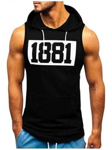 Racing Men's Workout Hooded Tank Tops Bodybuilding Muscle Cut Off T Shirt Sleeveless Gym Hoodies - Black C - CD194EATKK5 $32.95