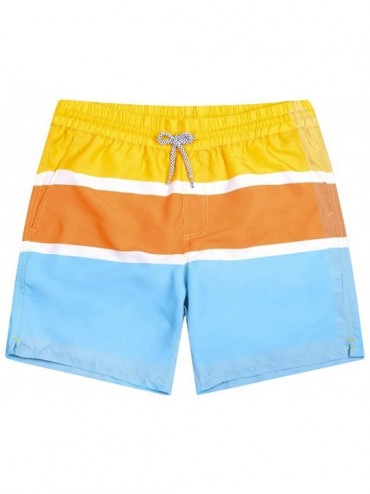 Trunks Men's Swim Trunks Quick Dry Mesh Lining Swimming Beach Surfing Shorts Bathing Wear - Blue and Yellow Stripe - CO18W8G2...
