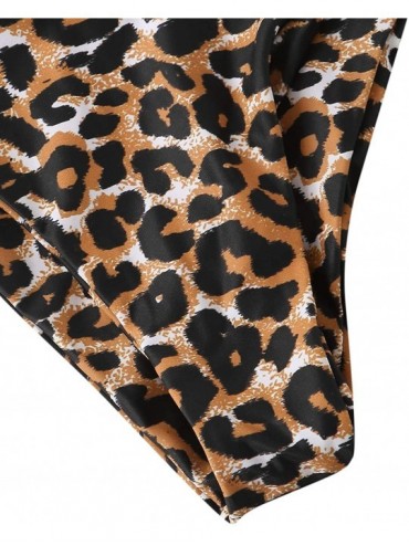 Sets Women's Sexy Bikini Swimsuit Tie Knot Front Leopard Print Swimwear Set - Leoprad1 - C81985QRITQ $18.03