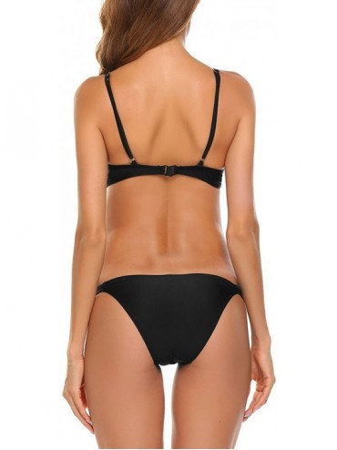 Sets Bikini for Womens Sexy 2pcs Swimsuits Halter Racerback Bikini Bathing Suits S-XXL - Black - C71887QUNX4 $9.54