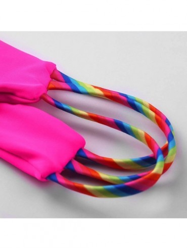 Sets Women Rainbow Coloured Bandage Push-Up Bikini Set - Hot Pink - C1195A7U84X $14.48