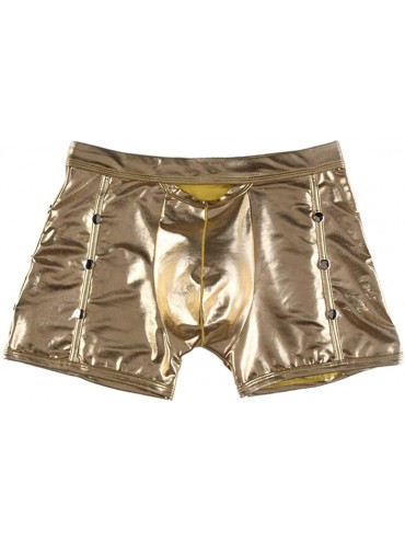 Briefs Men's Liquid Metallic Boxer Shorts Drawstring Underwear Briefs Swimsuit Trunks Underpants Swimwear - Gold G - C718WKO5...