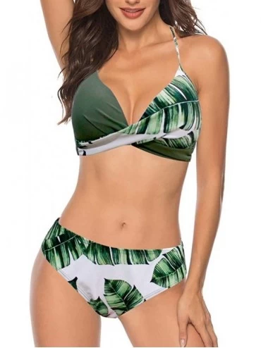 One-Pieces Women's Swimsuit Sexy Padded Push-up Bra Bikini Set Two-piece Swimwear Beachwear - Green - CI18TYGOW58 $29.47