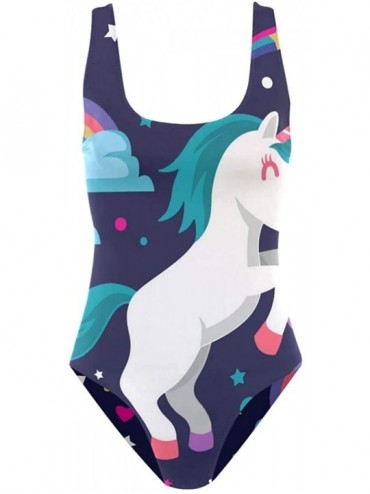 One-Pieces Womens Swimsuits Elephant Flamingo Lion Art One Piece Tankini Girls Monokini - Cute Rainbow Unicorn - CL18SGGWMYL ...