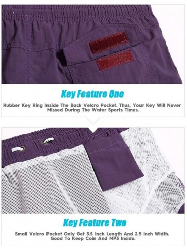 Trunks Mens 5" Short Swim Trunks with Mesh Lining Quick Dry Bathing Suits Swimming Shorts Swimsuit - 1850161-dark Purple - C3...