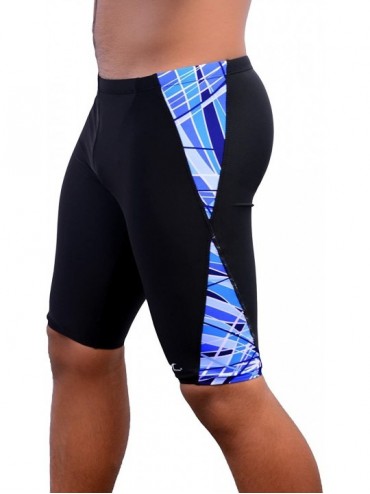 Racing Boy's/Men's Athletic Swim Jammers Swimsuit - Black/Sky Blue - CE184YY4RYL $41.87