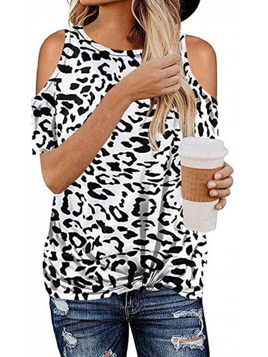 Rash Guards Leopard Print Tops for Women Camouflage Print Short Sleeve Shirt Slim Fit Tops Ladies Blouse - Zk-white - C61973E...