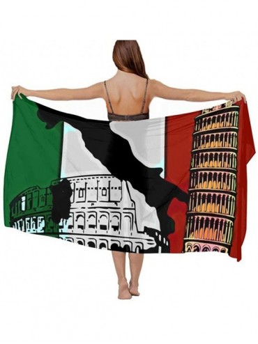 Cover-Ups Women Chiffon Scarf Sunscreen Shawl Wrap Swimsuit Cover Up Beach Sarongs - Pisa Tower Italian Flag - CP19C6NDWES $4...