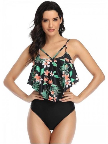 Sets Women's Sunflower Swimsuit Two Piece Bathing Suits Ruffled Flounce Top with High Waisted Bottom Bikini Sets Swimwear - G...